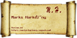 Marks Harkány névjegykártya